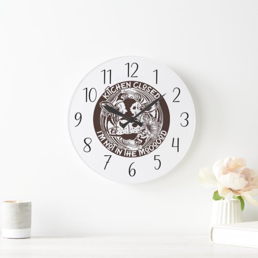 lustige Küchenkuh-Stimmung Große Wanduhr (Zuhause)