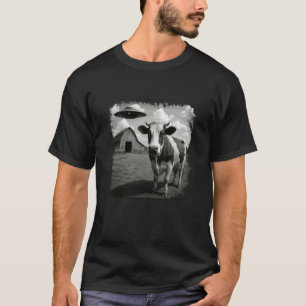 Lustige Kuh Alien UFO macht ein Selfie Foto Witzig T-Shirt