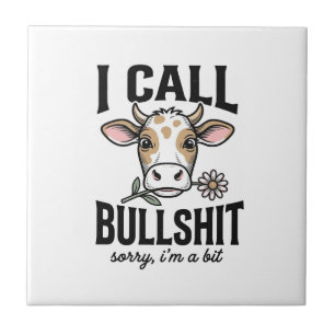 Lustige Kuh, die ich Vintage-Shirt-Design_1 nenne Fliese