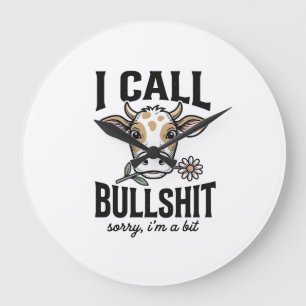 Lustige Kuh, die ich Vintage-Shirt-Design_1 nenne Große Wanduhr