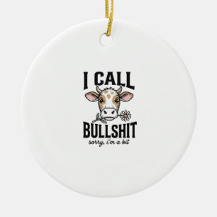 Lustige Kuh, die ich Vintage-Shirt-Design nenne_1 Keramik Ornament