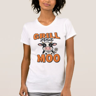 Lustige Kuh Grill Und Muh Vintage T-Shirt Design_1