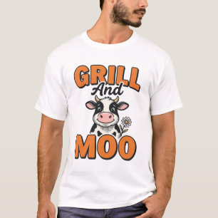 Lustige Kuh Grill Und Muh Vintage T-Shirt Design_1