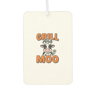 Lustige Kuh Grill Und Muh Vintage T-Shirt Design_1 Autolufterfrischer