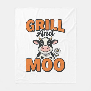 Lustige Kuh Grill Und Muh Vintage T-Shirt Design_1 Fleecedecke