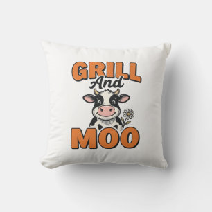 Lustige Kuh Grill Und Muh Vintage T-Shirt Design_1 Kissen