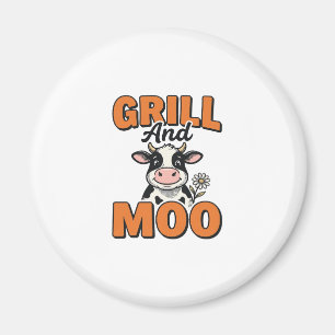Lustige Kuh Grill Und Muh Vintage T-Shirt Design_1 Magnet