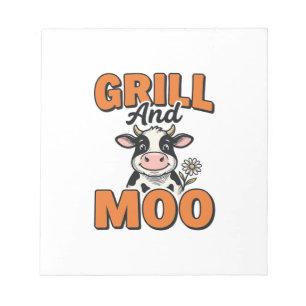 Lustige Kuh Grill Und Muh Vintage T-Shirt Design_1 Notizblock