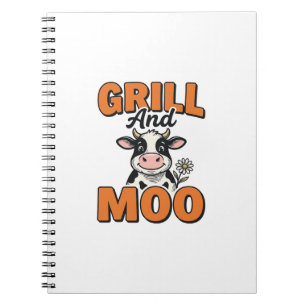 Lustige Kuh Grill Und Muh Vintage T-Shirt Design_1 Notizblock