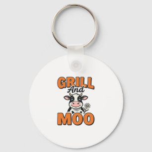 Lustige Kuh Grill Und Muh Vintage T-Shirt Design_1 Schlüsselanhänger