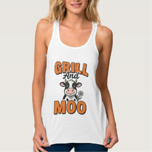 Lustige Kuh Grill Und Muh Vintage T-Shirt Design_1 Tank Top