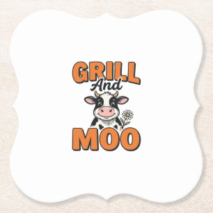 Lustige Kuh Grill Und Muh Vintage T-Shirt Design_1 Untersetzer