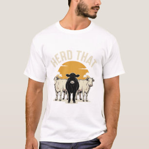 Lustige Kuh im Herden-Vintage-Stich-Design T-Shirt