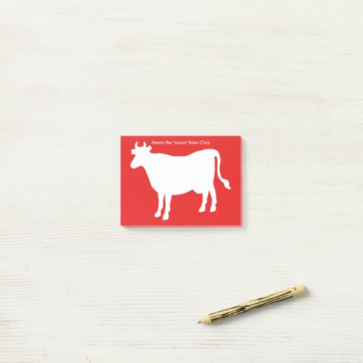 Lustige Kuh "ist hier die MOO " Post-it Klebezettel (Auf Schreibtisch)