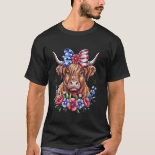 Lustige Kuh Kokette Patriotische Blume 4. Juli Una T-Shirt