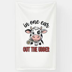 Lustige Kuh mit einem Ohr aus dem Euter-Shirt-Desi Banner