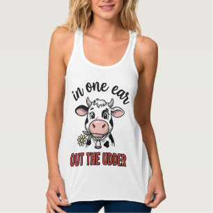 Lustige Kuh mit einem Ohr aus dem Euter-Shirt-Desi Tank Top