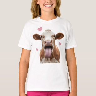 Lustige Kuh mit herausgestreckter Zunge – Liebe zu T-Shirt