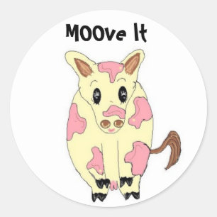 Lustige Kuh Move It Runder Aufkleber