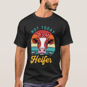 Lustige Kuh Nicht Heute Färse Retro-Bauernhof-Desi T-Shirt