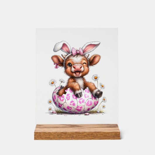 Lustige Kuh Ostern Hase Süße Highland Kühe Liebhab Acrylschild (Vorderseite)