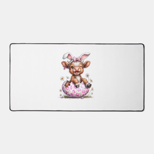 Lustige Kuh Ostern Hase Süße Highland Kühe Liebhab Schreibtischunterlage (Vorderseite)