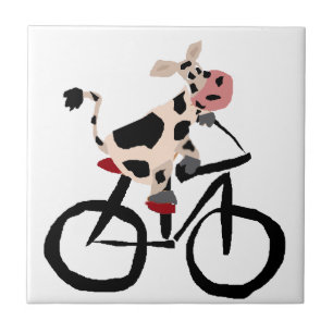 Lustige Kuh-Reitfahrrad-Kunst Fliese