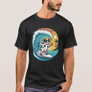 Lustige Kuh Surfbrett Strand Sommer Surfen Tier T-Shirt