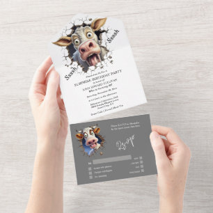 Lustige Kuh Überraschungsparty Bauern Bauernhoftie All In One Einladung