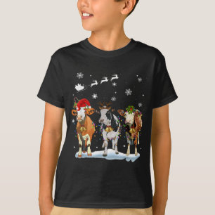 Lustige Kuh Weihnachtsmann Frohe Weihnachten Xmas T-Shirt