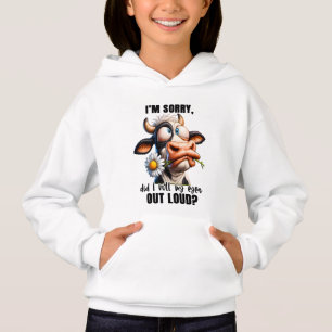 Lustige Kuh-Wortkunst mit Augenrollen Hoodie