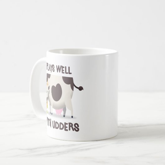 Lustige Kuh-Wortspiel-Kaffee-Tasse Kaffeetasse (Vorderseite Links)