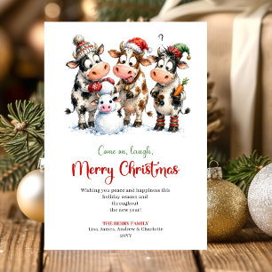 Lustige Kühe Weihnachtsgrußkarte Feiertagskarte