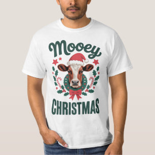 Lustige Kühle Kuh Mooey Weihnachten Farm T-Shirt