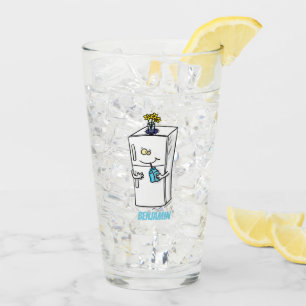 Lustige Kühlschrank-Cartoon-Illustration Glas