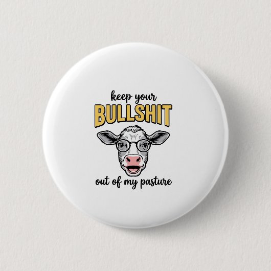 Lustige Kuhweide Vintage-Shirt Design_1 Button (Vorderseite)