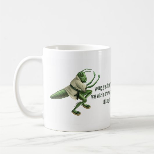Lustige Kung Fu Heuschrecke Kaffeetasse (Links)