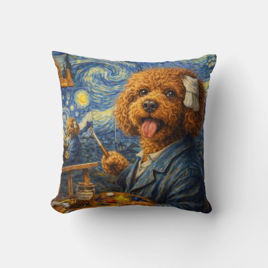 Lustige Künstler Cockapoo Kissen Kunst Hund Gesche (Vorderseite)
