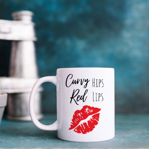 Lustige kurvige Hüften Rote Lippen Kaffeetasse