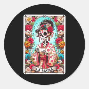 Lustige La Mama Tarotkarte mexikanische Skelett Ma Runder Aufkleber