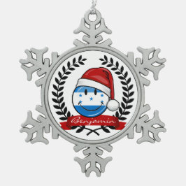 Lustige lächelnde Weihnachtsart-Honduraner-Flagge Schneeflocken Zinn-Ornament