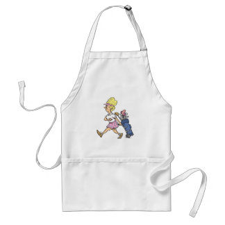 lustige Lady Golfer Cartoon Grafik Schürze