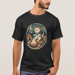 Lustige Lagerfeuer-Katze röstet Marshmallows Campi T-Shirt