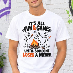Lustige Lagerfeuer-Wiener-Röstung-Stickfigur-Campi Tri-Blend Shirt
