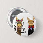 Lustige Lama-Braut-und Bräutigam-Hochzeits-Kunst Button (Vorne & Hinten)