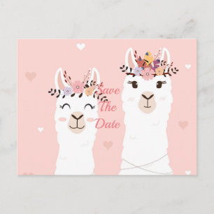 Lustige Lama-Hochzeitseinladung Postkarte