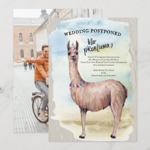 Lustige Lama-Hochzeitsfoto Anzeige Verschobenes Da Einladung