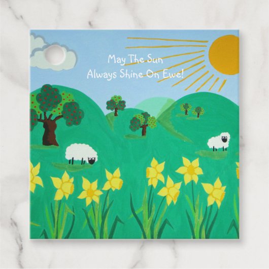 lustige landschaftliche Darstellung niedlicher Sch Geschenkanhänger (Vorderseite)