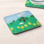 lustige landschaftliche Darstellung niedlicher Sch Getränkeuntersetzer (Linke Seite)