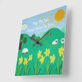 lustige landschaftliche Darstellung niedlicher Sch Quadratische Wanduhr (Winkel)